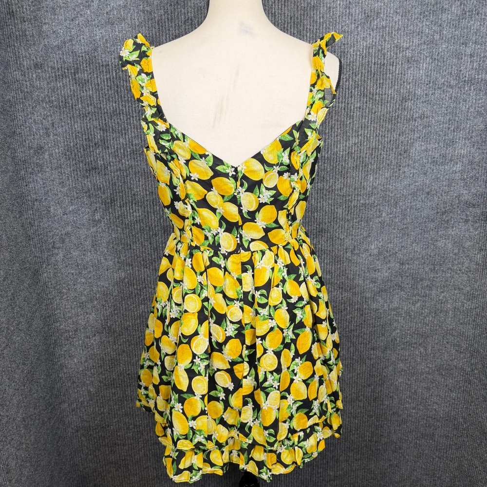 Betsey Johnson Lemon All Over Print Mini Dress Corset Grunge Ruffle Sz 8 Whimsy - Picture 3 of 12